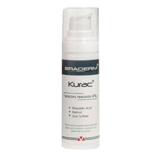 Нічний крем з бензоїл пероксидом 4% для шкіри з акне Braderm Kurac Cream
