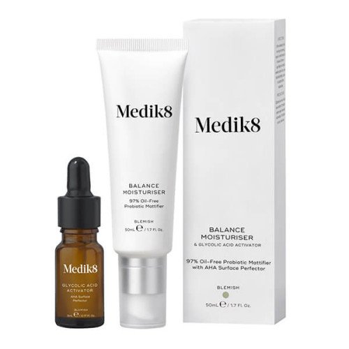 Себорегулюючий крем + кислотна сироватка-активатор Medik8 Balance Moisturiser & Glycolic Acid Activator